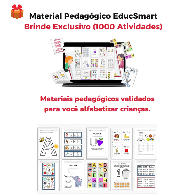 Carimbo de Operações EducKids (Acompanha Estojo e Tinta) + Brinde Kit de Alfabetização com 1000 Atividades